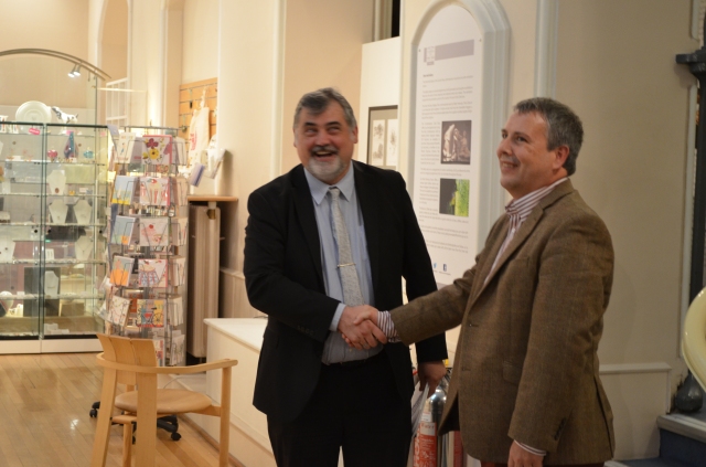 Outgoing SPL Tom Wyre (left) congratulates me at Shire Hall on 2/10/14 during my inauguration